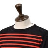 カネルKANELLバスクシャツメンズ長袖ニットソーボナパルトBONAPARTEクルーネック仕様ブラック×レッドボーダー柄オーガニックコットンヴィンテージリブ国内正規品でらでら公式ブランド