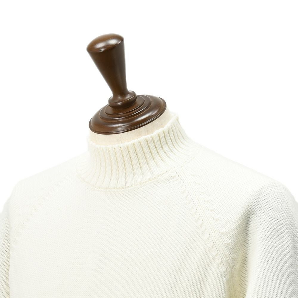 ザノーネZANONEモックネックニットメンズミドルゲージセーターLUPORAG5ゲージメリノウール素材オフホワイト白ラグランスリーブスリムフィット810188-ZR229国内正規品でらでら公式ブランド