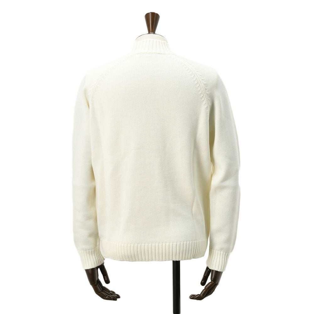 ザノーネZANONEモックネックニットメンズミドルゲージセーターLUPORAG5ゲージメリノウール素材オフホワイト白ラグランスリーブスリムフィット810188-ZR229国内正規品でらでら公式ブランド