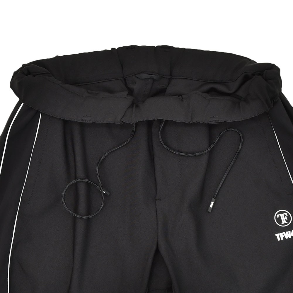 TFW49ティーエフダブリューフォーティーナイントラックパンツメンズジャージーパンツブラック黒配色パターン異素材切り替え2WAYキックバックUVカット吸水速乾多機能国内正規品でらでら公式ブランド