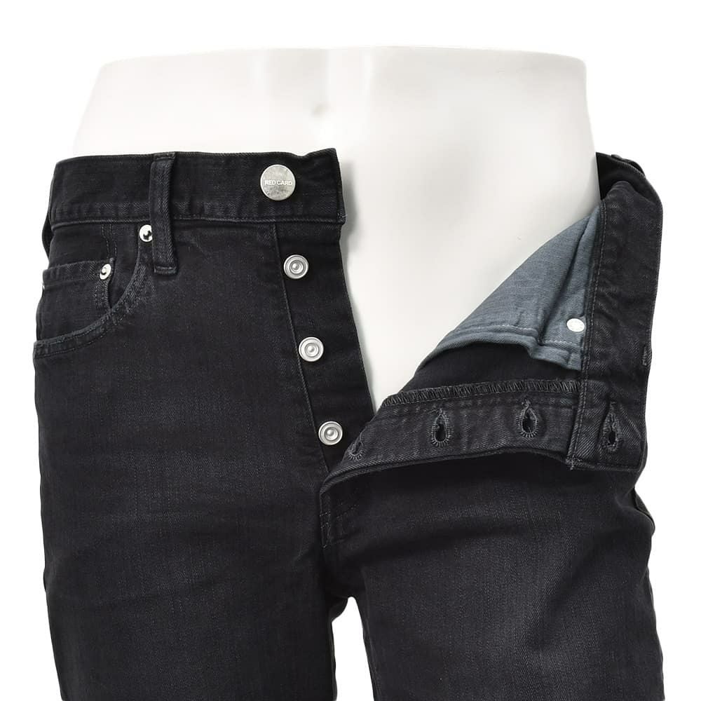 レッドカードトーキョーREDCARDTOKYOデニムパンツメンズストレートジーンズ当店別注モデルRhythmStraightリズムストレートブラックウォッシュ製品染めオリジナルロゴでらでら公式ブランド