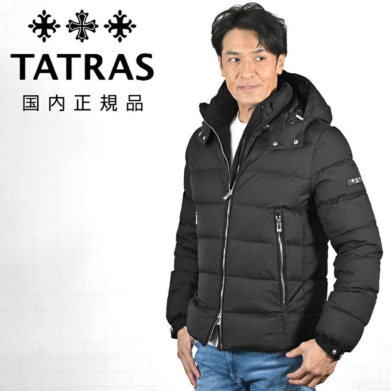 タトラスTATRASダウンジャケットメンズENRIエンリブラック黒マットナイロンスタンドネック型メタルパーツジップアップアウター取り外し可能フード国内正規品でらでら公式ブランド