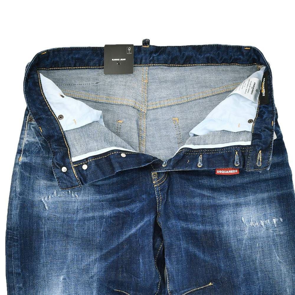 ディースクエアードDSQUARED2ダメージデニムメンズDUCATIコラボKawaiiJeansモデルコットンインディゴブルーウォッシュ国内正規品でらでら公式ブランド