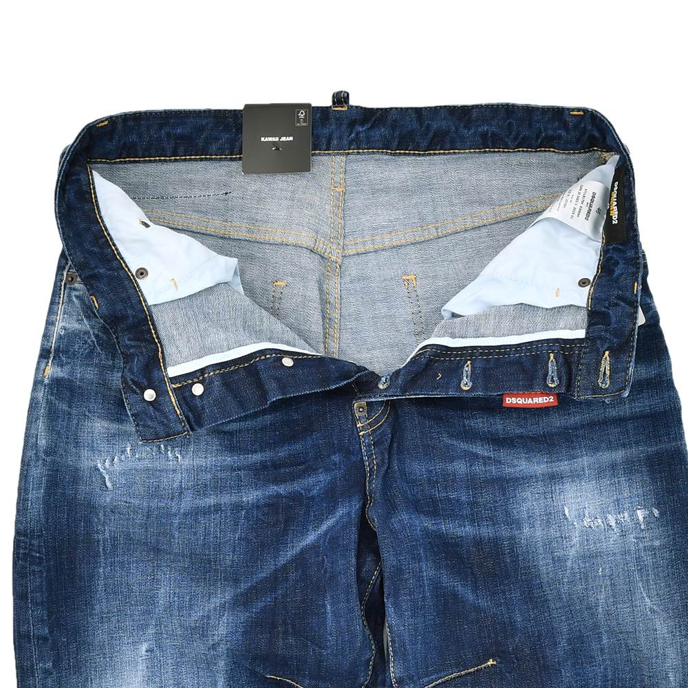 ディースクエアードDSQUARED2ダメージデニムメンズDUCATIコラボKawaiiJeansモデルコットンインディゴブルーウォッシュ国内正規品でらでら公式ブランド