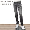 ヤコブコーエンJACOBCOHENストレッチデニムメンズNICKSLIMニックスリムコットンポリブラックウォッシュレザーバックパッチ国内正規品でらでら公式ブランド