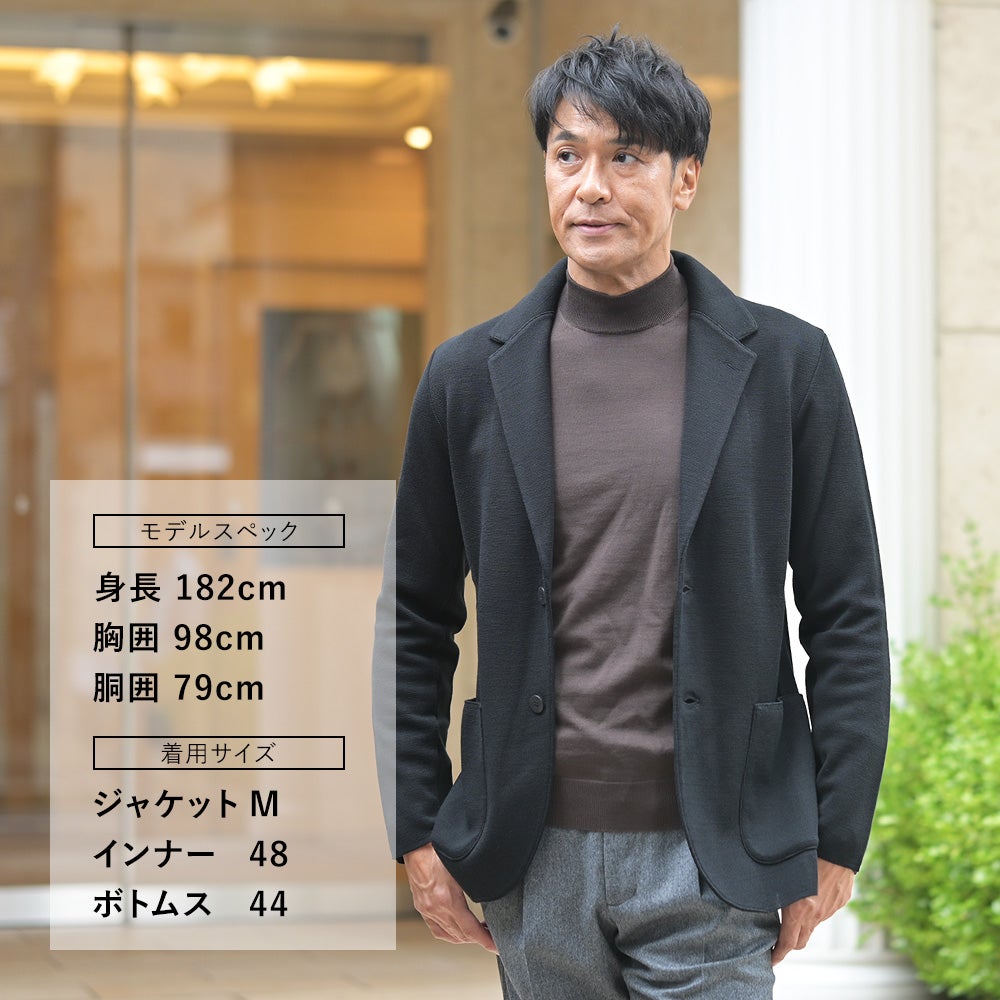 フィンジャックFinjackニットジャケットメンズFGM2ブラック黒ウールニットシングルテーラードレギュラーフィットカーディガン国内正規品でらでら公式ブランド