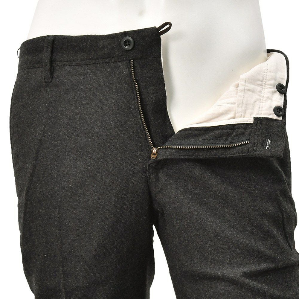 インコテックスINCOTEXウールスラックスメンズ100番ウールポリエステル混紡チャコールグレーノープリーツフランネル国内正規品でらでら公式ブランド