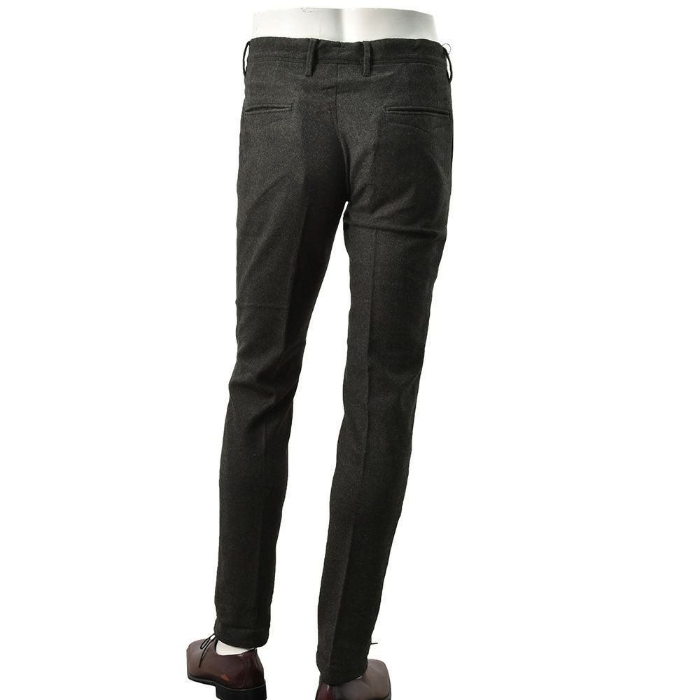 インコテックスINCOTEXウールスラックスメンズ100番ウールポリエステル混紡チャコールグレーノープリーツフランネル国内正規品でらでら公式ブランド