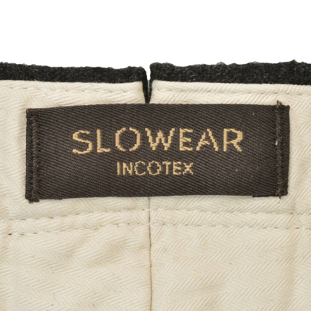 インコテックスINCOTEXウールスラックスメンズ100番ウールポリエステル混紡チャコールグレーノープリーツフランネル国内正規品でらでら公式ブランド