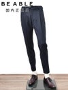ビーエイブルBEABLEテーパードスラックスメンズイージーパンツRICCARDOリカルドウォッシャブルウール生地ネイビー紺1プリーツストレッチツイル国内正規品でらでら公式ブランド