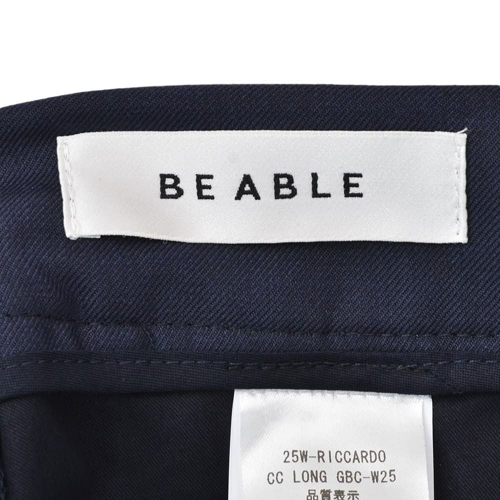 ビーエイブルBEABLEテーパードスラックスメンズイージーパンツRICCARDOリカルドウォッシャブルウール生地ネイビー紺1プリーツストレッチツイル国内正規品でらでら公式ブランド