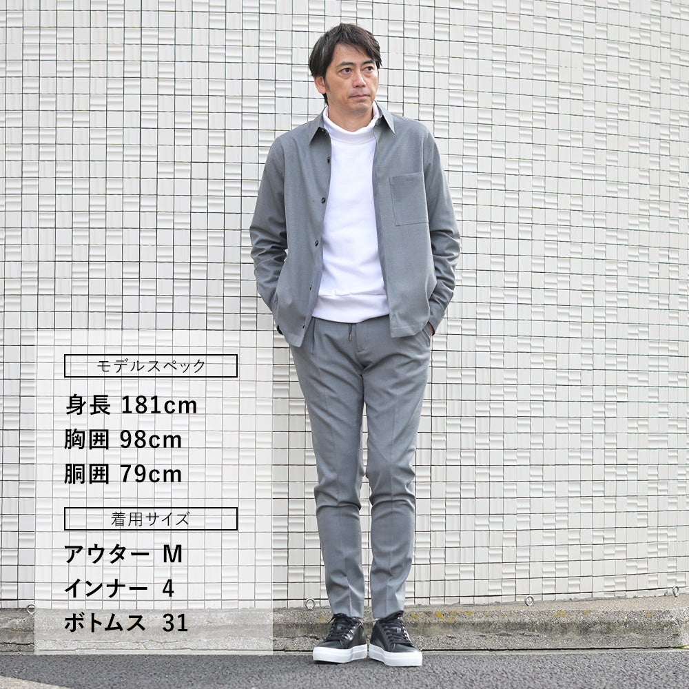 ビーエイブルBEABLEシャツアウターメンズシャツブルゾンLEROYリロイウォッシャブルウールグレーメランジリラックスフィットストレッチツイル国内正規品でらでら公式ブランド
