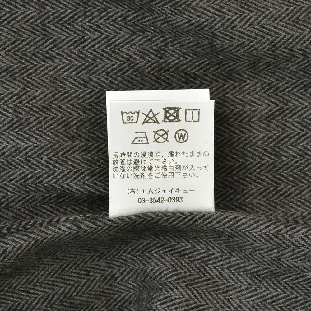 コンションキネットCONCHONQUINETTE長袖シャツメンズCHEMISECOWBOYへリンボン生地チャコール胸ポケット付きセミワイドカラーフランス製国内正規品でらでら公式ブランド