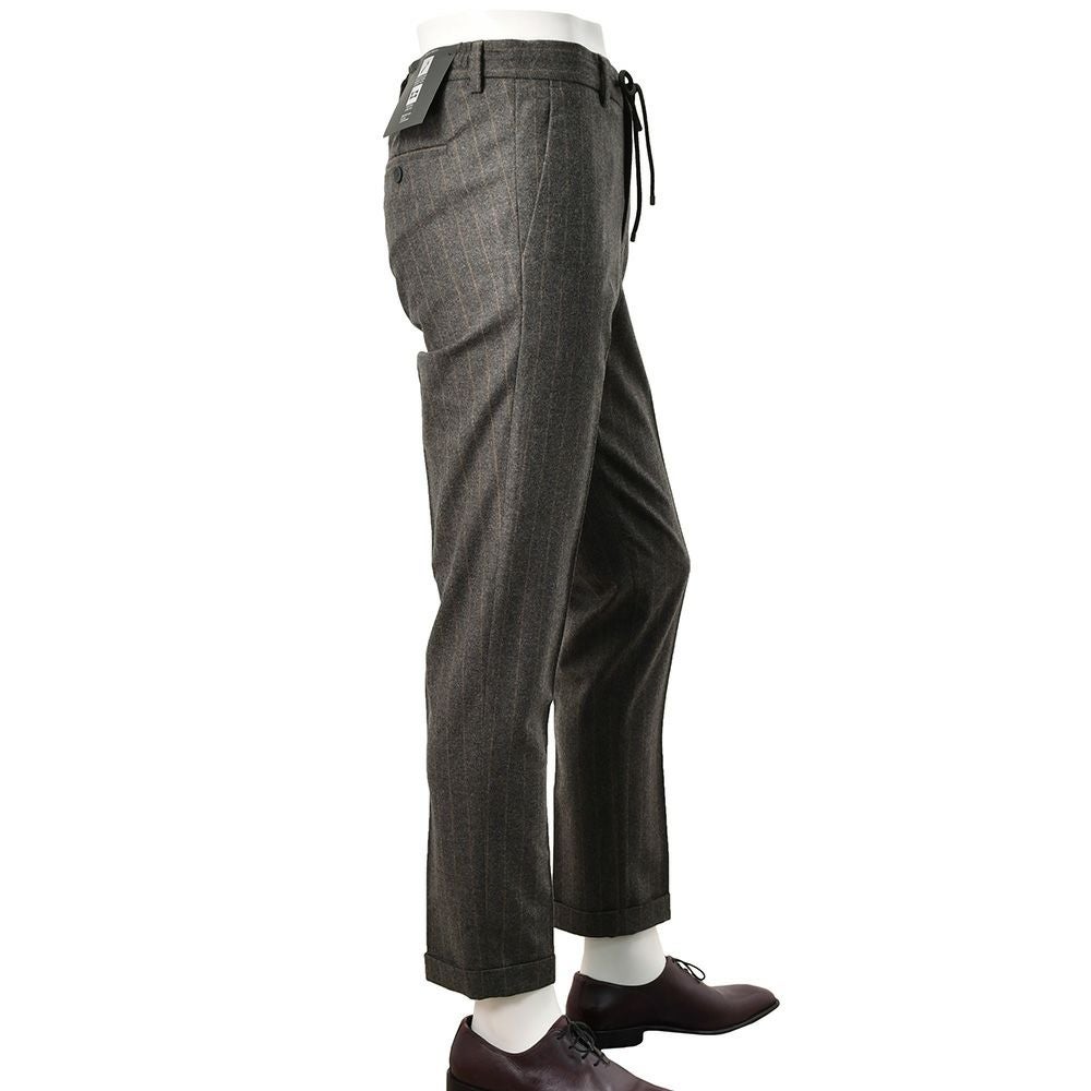 ブリリアBRIGLIA1949イージースラックスメンズストライプ柄パンツMONTREALPモントレアルアクティブメリノウールチャコール×ブラウンリラックステーパードバックシャーリング仕様国内正規品でらでら公式ブランド