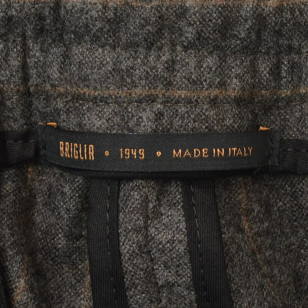 ブリリアBRIGLIA1949イージースラックスメンズストライプ柄パンツMONTREALPモントレアルアクティブメリノウールチャコール×ブラウンリラックステーパードバックシャーリング仕様国内正規品でらでら公式ブランド