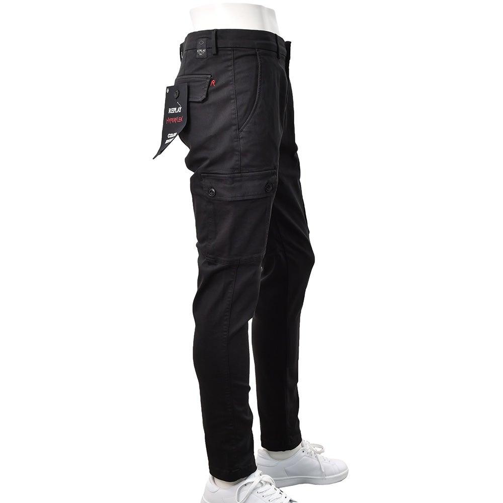 リプレイREPLAYカーゴパンツメンズストレッチパンツJAANモデルHyperflexハイパーフレックスシリーズブラック黒10.5オンススリムフィット国内正規品でらでら公式ブランド