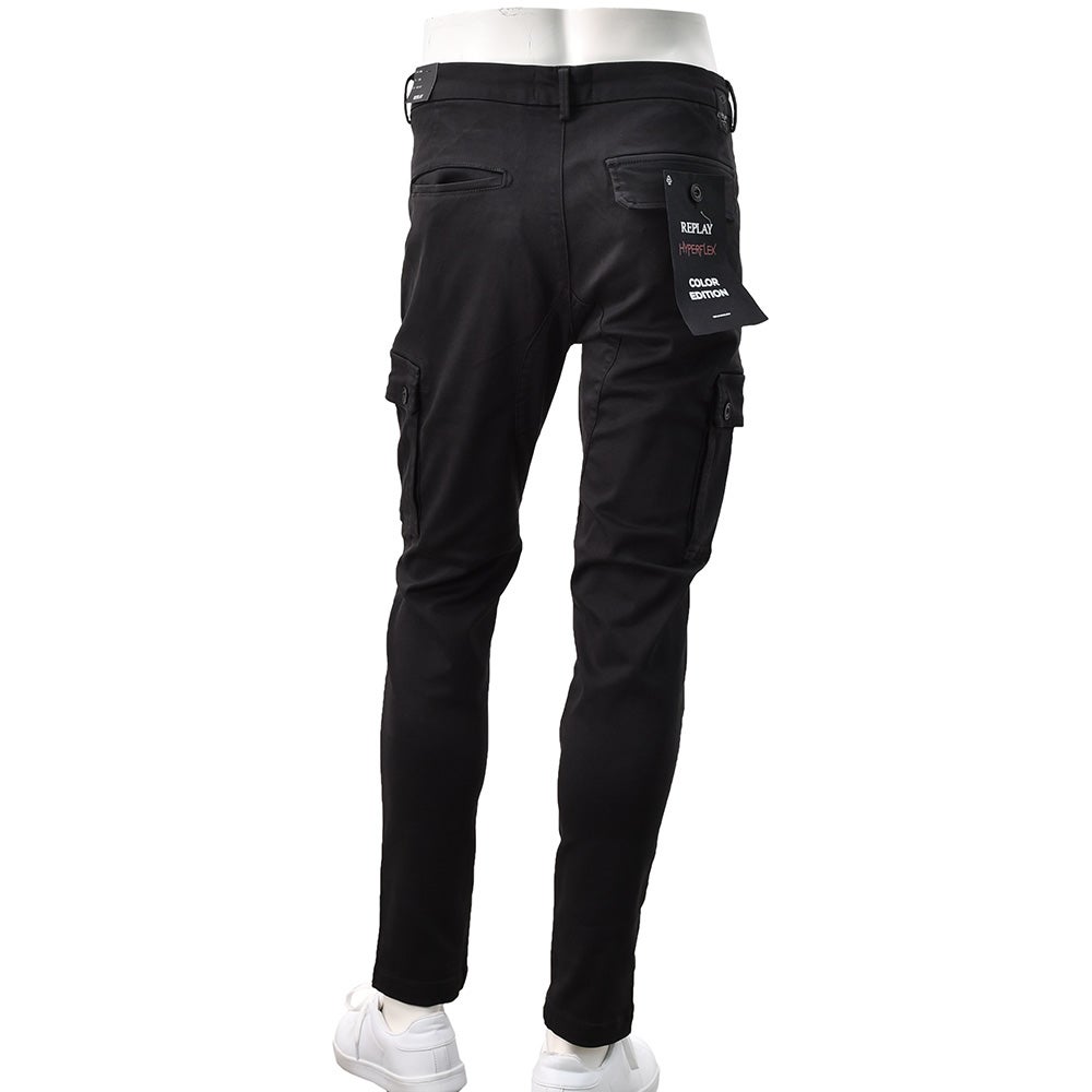 リプレイREPLAYカーゴパンツメンズストレッチパンツJAANモデルHyperflexハイパーフレックスシリーズブラック黒10.5オンススリムフィット国内正規品でらでら公式ブランド