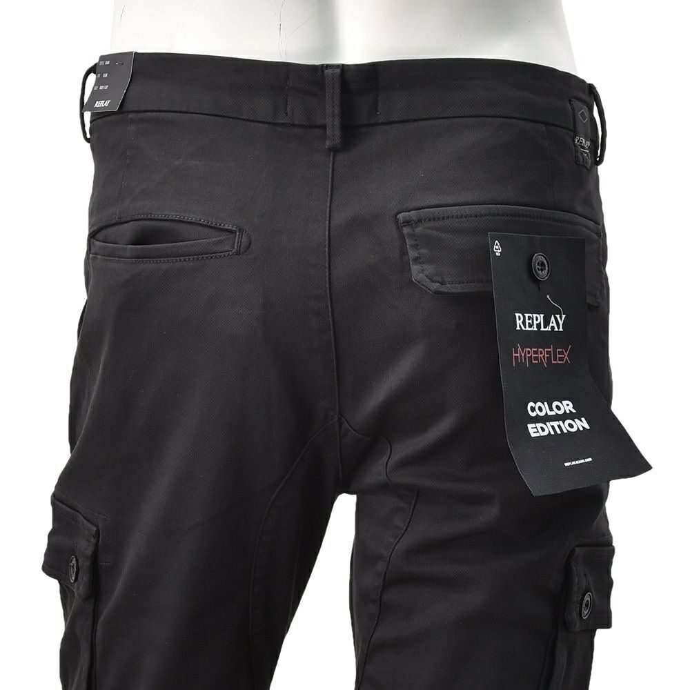 リプレイREPLAYカーゴパンツメンズストレッチパンツJAANモデルHyperflexハイパーフレックスシリーズブラック黒10.5オンススリムフィット国内正規品でらでら公式ブランド