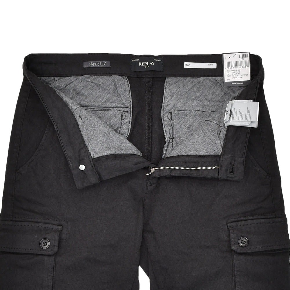 リプレイREPLAYカーゴパンツメンズストレッチパンツJAANモデルHyperflexハイパーフレックスシリーズブラック黒10.5オンススリムフィット国内正規品でらでら公式ブランド