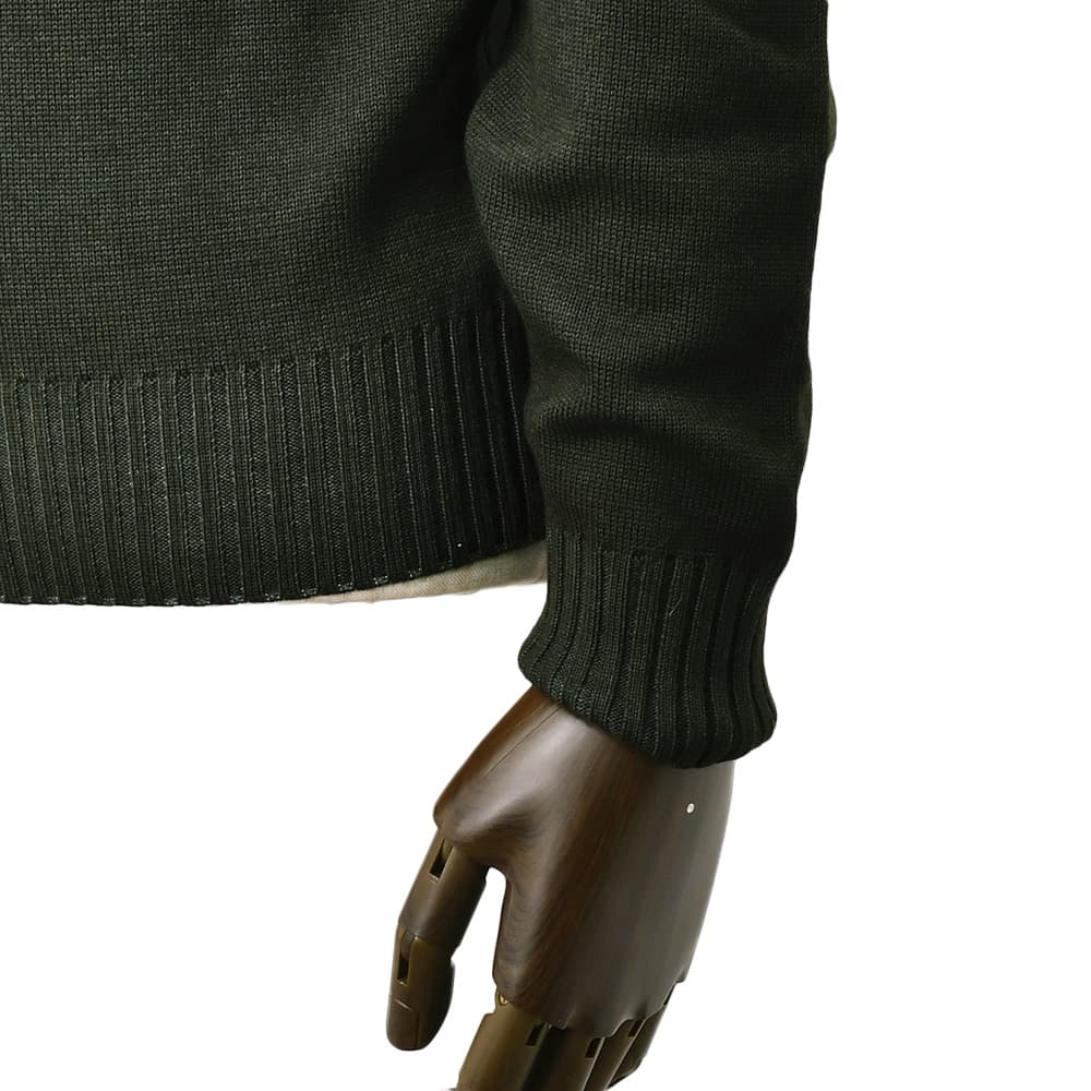 フィリッポデローレンティスFILIPPODELAURENTIISクルーネックニットメンズミドルゲージ製品染めエクストラファインメリノウールダークオリーブリブ仕様10ゲージ国内正規品でらでら公式ブランド