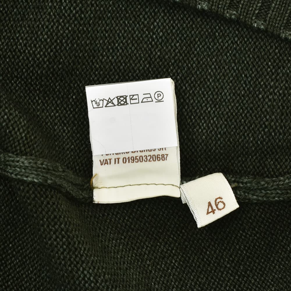 フィリッポデローレンティスFILIPPODELAURENTIISクルーネックニットメンズミドルゲージ製品染めエクストラファインメリノウールダークオリーブリブ仕様10ゲージ国内正規品でらでら公式ブランド