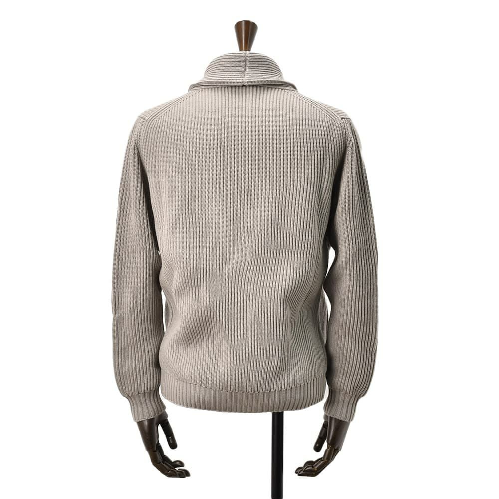 フィリッポデローレンティスFILIPPODELAURENTIISショールカラーカーディガンメンズリブ編みミドルゲージニットエクストラファインメリノウールグレージュ長袖スリムフィット7ゲージ国内正規品でらでら公式ブランド