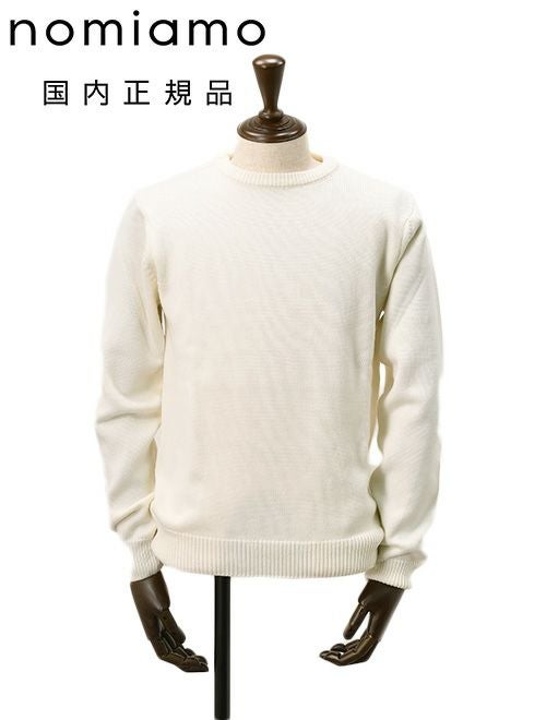 ノミアモnomiamoウールニットメンズgirocolloジーロコッロウール100%オフホワイトクルーネックミドルゲージ国内正規品でらでら公式ブランド