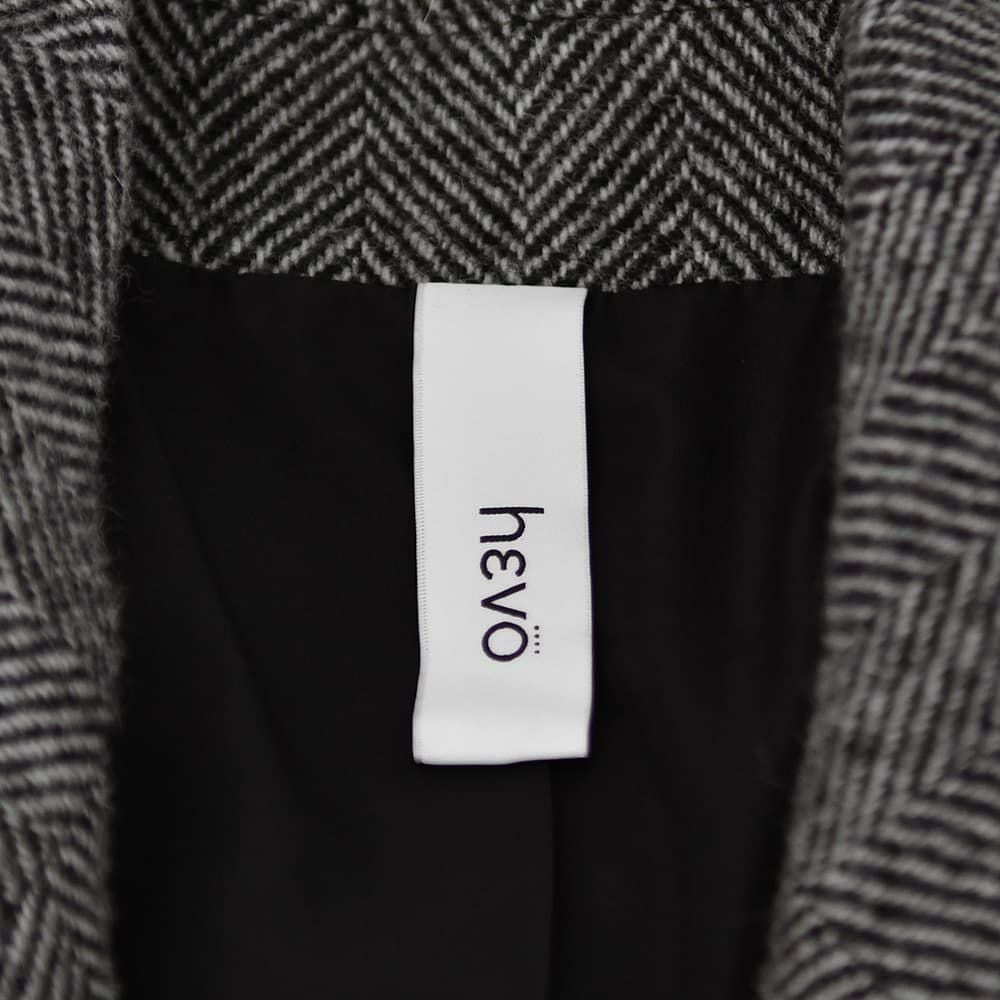 【ポイント8倍11/119:59まで】イーヴォHEVOベルテッドコートメンズタイロッケンBRINDISIブリンディジダブルブレストへリンボン柄ウールブラック×ホワイトラグランスリーブリラックスフィット国内正規品でらでら公式ブランド