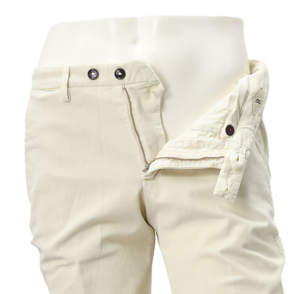ブリリアBRIGLIA1949細畝コーデュロイパンツメンズコットンスラックスBG03モデルアイボリー白ノープリーツテーパードシルエット3点留めフロント国内正規品でらでら公式ブランド