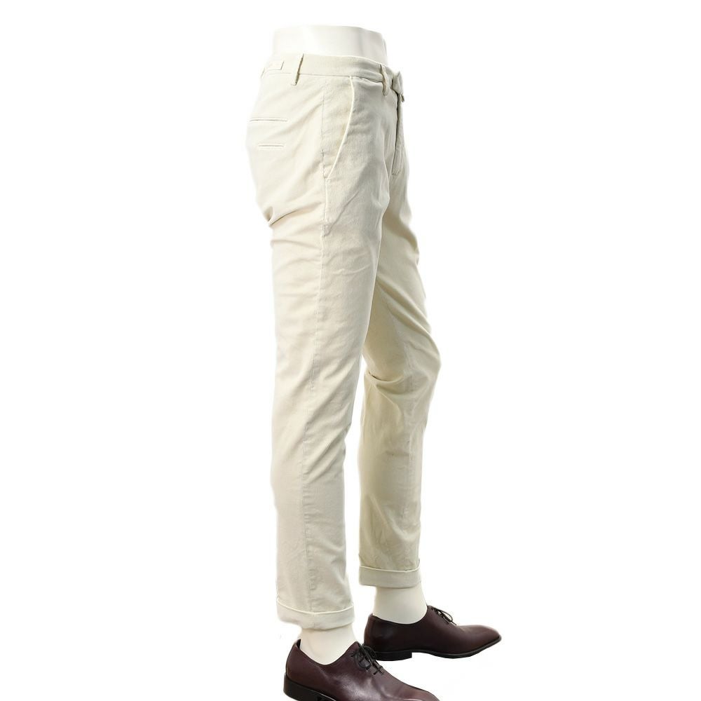 ブリリアBRIGLIA1949細畝コーデュロイパンツメンズコットンスラックスBG03モデルアイボリー白ノープリーツテーパードシルエット3点留めフロント国内正規品でらでら公式ブランド