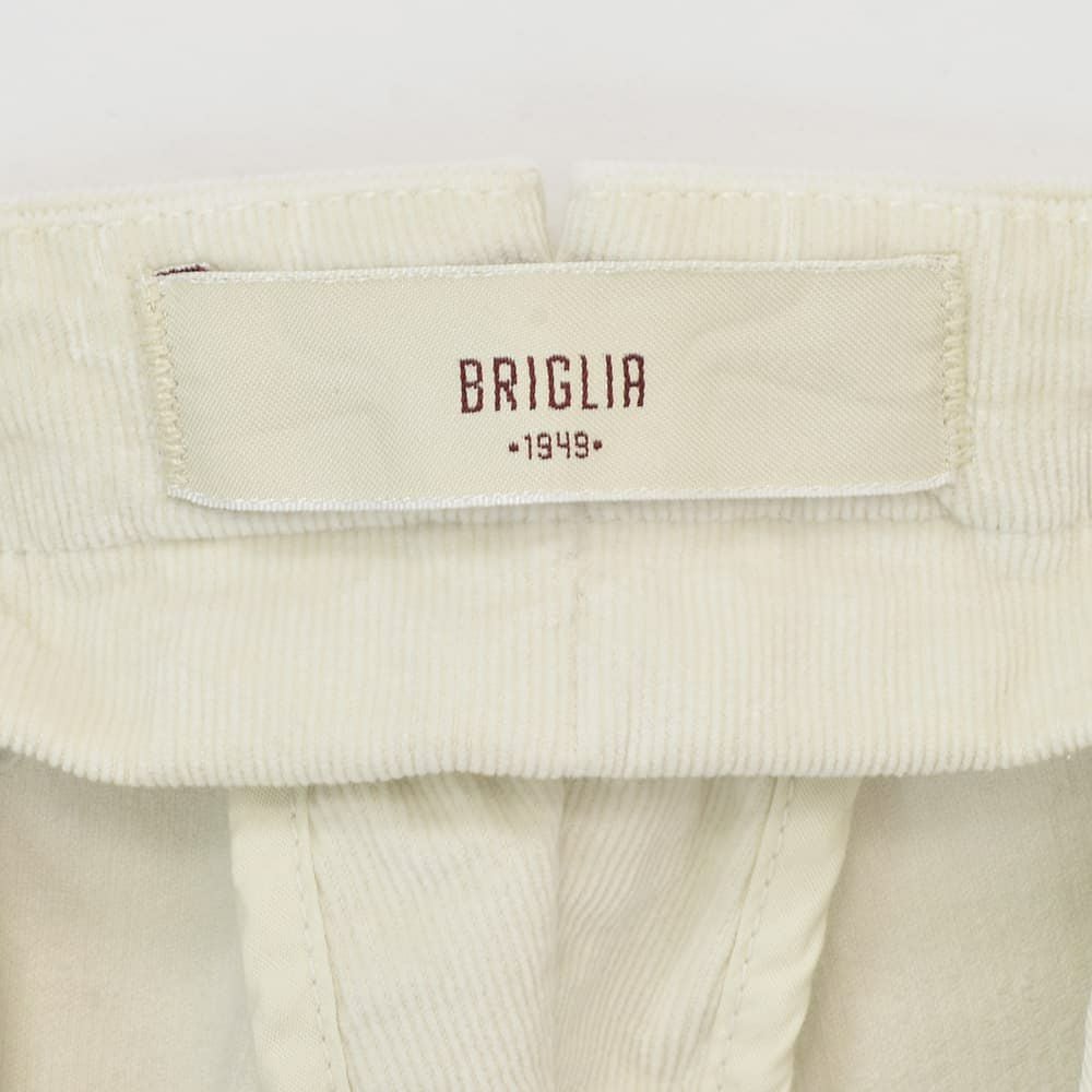ブリリアBRIGLIA1949細畝コーデュロイパンツメンズコットンスラックスBG03モデルアイボリー白ノープリーツテーパードシルエット3点留めフロント国内正規品でらでら公式ブランド
