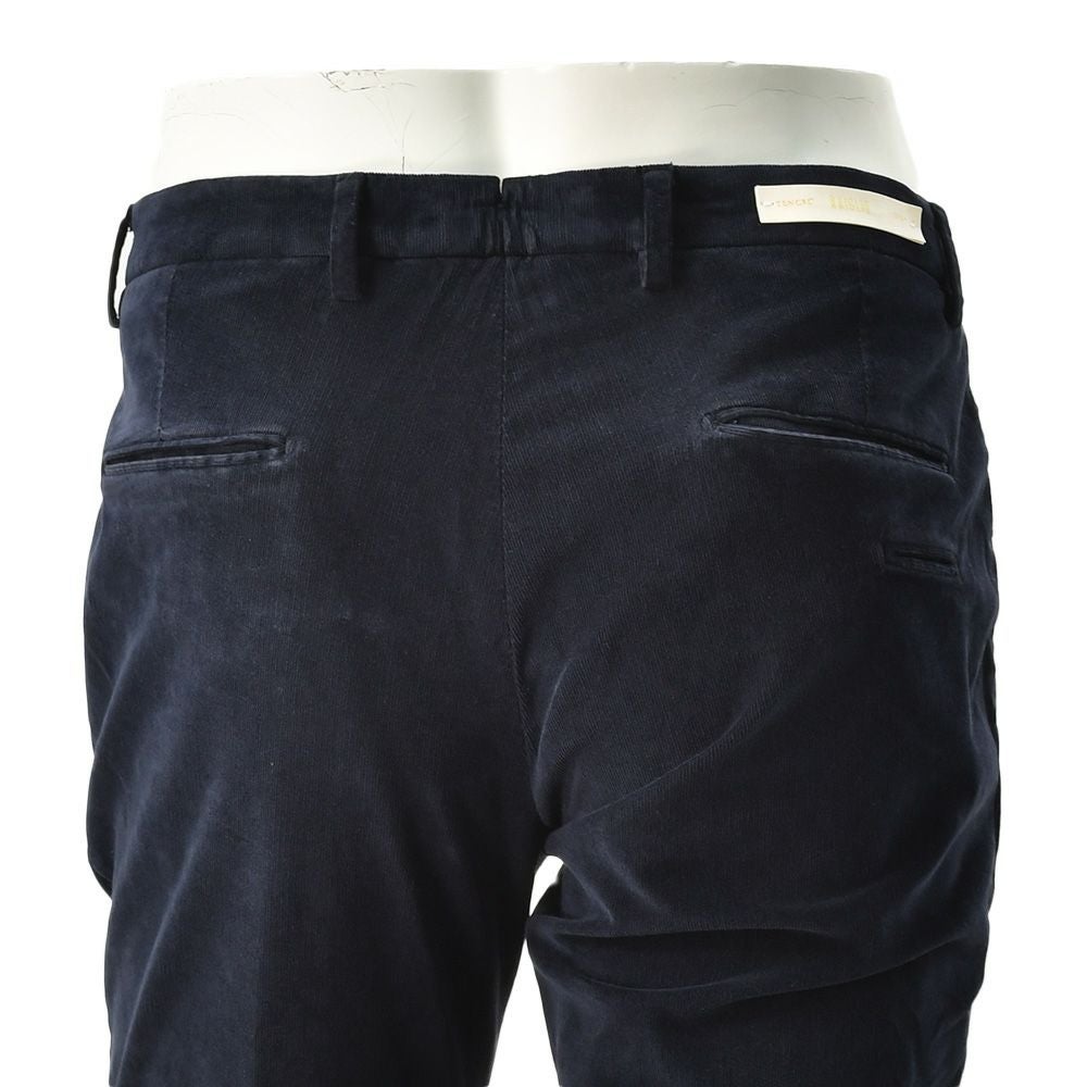 ブリリアBRIGLIA1949細畝コーデュロイパンツメンズコットンスラックスBG03モデルネイビー紺ノープリーツテーパードシルエット3点留めフロント国内正規品でらでら公式ブランド