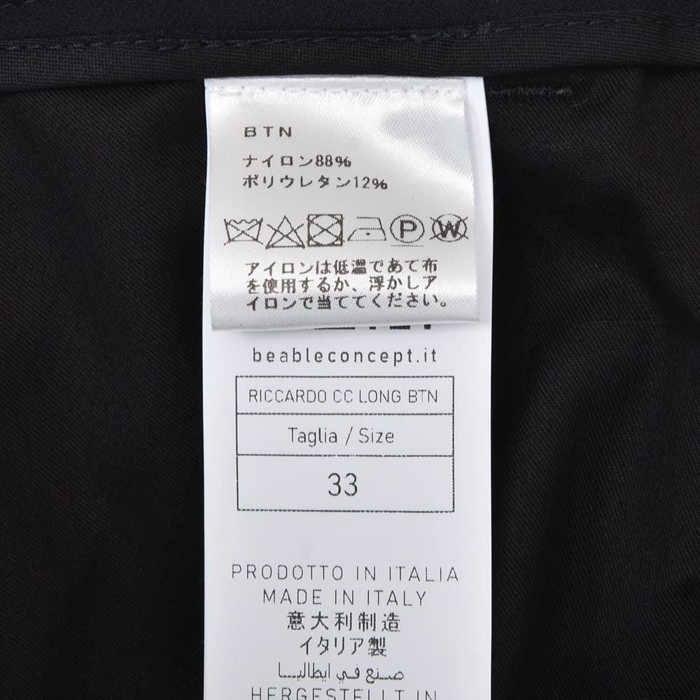 ビーエイブルBEABLEイージーパンツメンズRICCARDOリッカルドストレッチナイロンブラック黒1プリーツジップフライ国内正規品でらでら公式ブランド
