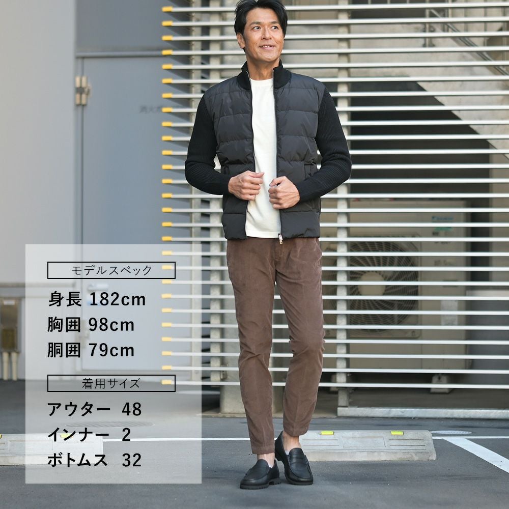 アントレアミENTREAMIS細畝コーデュロイパンツメンズコットンスラックス8188モデルブラウン茶スリムテーパードガーメントダイアイコンパッチ国内正規品でらでら公式ブランド