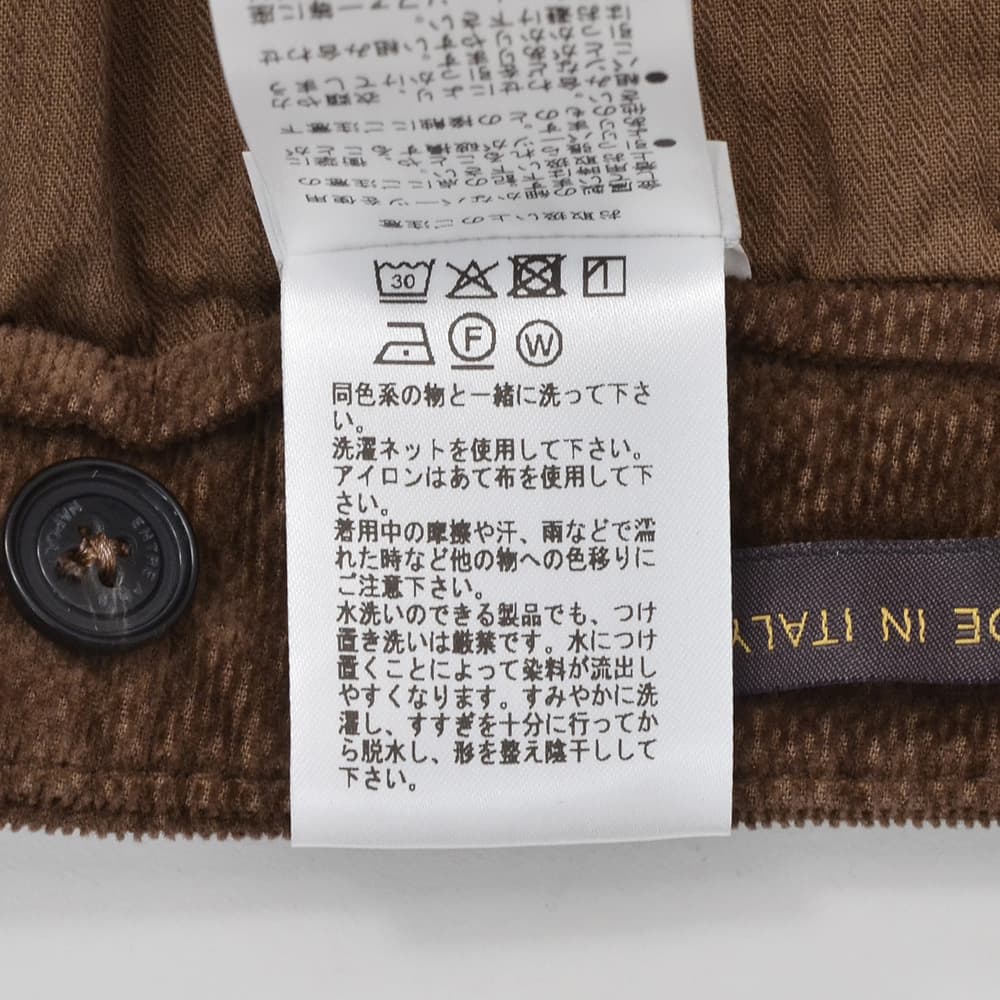 アントレアミENTREAMIS細畝コーデュロイパンツメンズコットンスラックス8188モデルブラウン茶スリムテーパードガーメントダイアイコンパッチ国内正規品でらでら公式ブランド