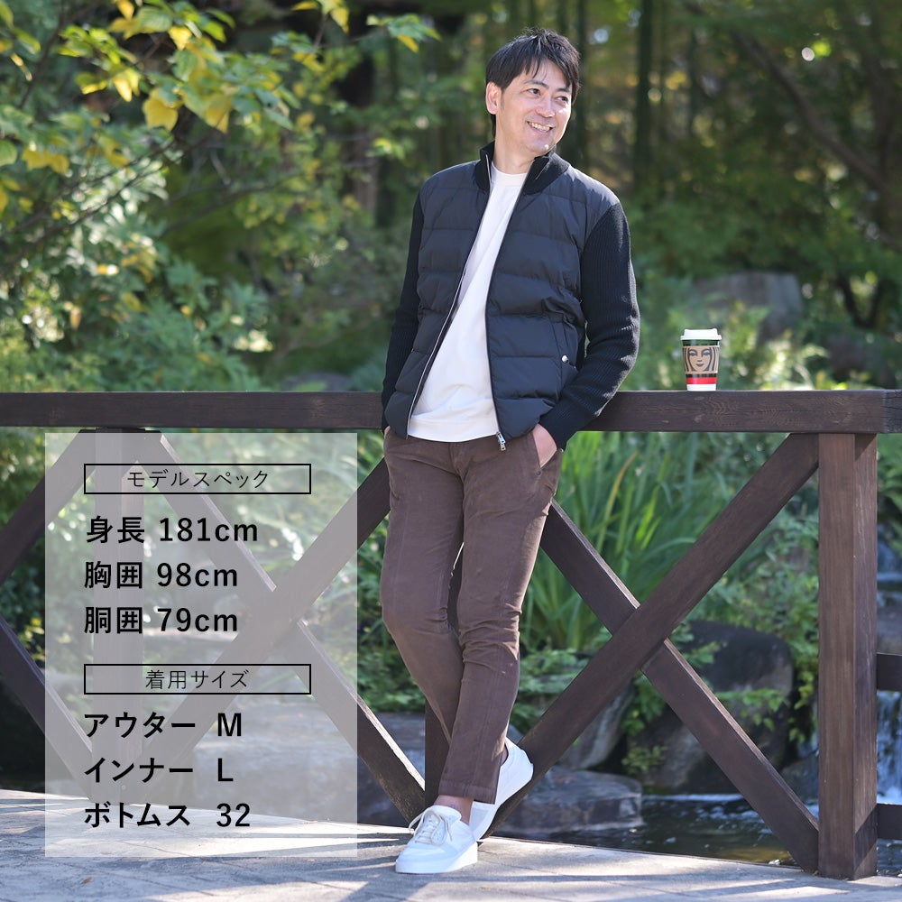 アントレアミENTREAMIS細畝コーデュロイパンツメンズコットンスラックス8188モデルブラウン茶スリムテーパードガーメントダイアイコンパッチ国内正規品でらでら公式ブランド