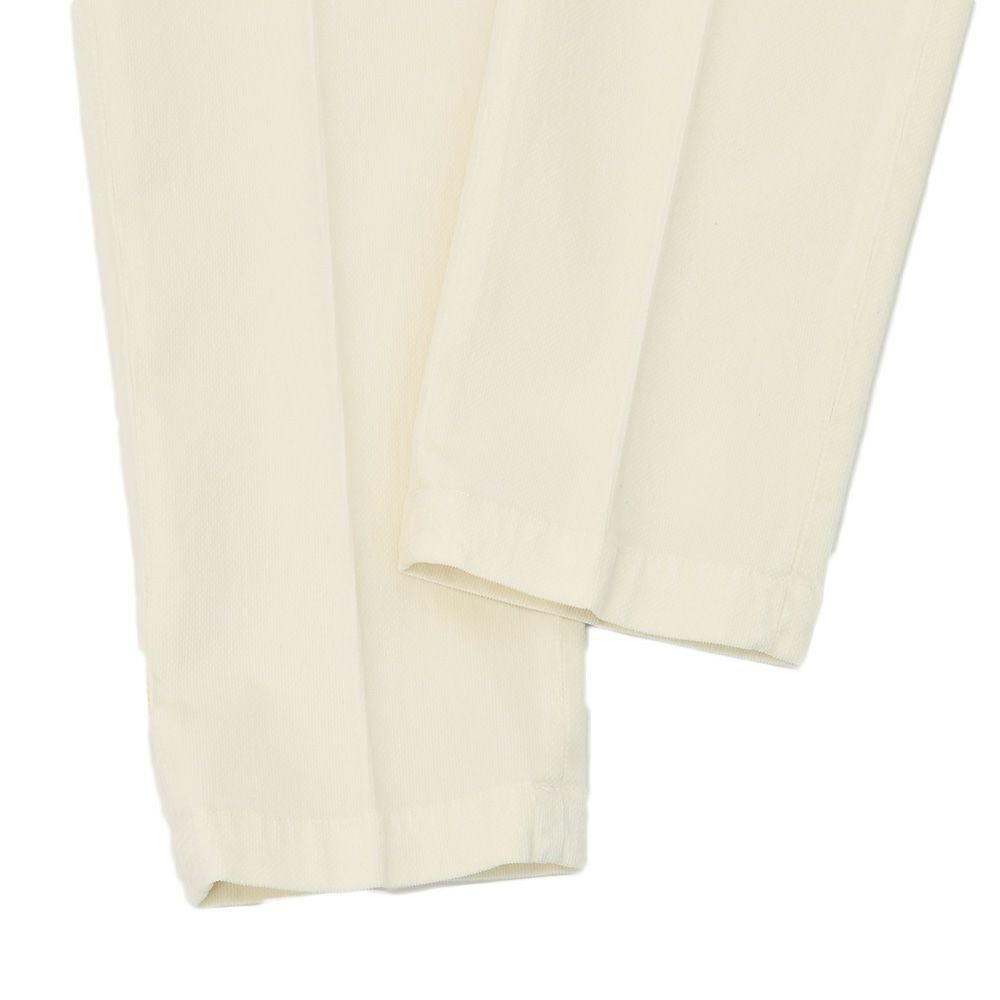 アントレアミENTREAMIS細畝コーデュロイパンツメンズコットンスラックス8188モデルオフホワイト白スリムテーパードガーメントダイアイコンパッチ国内正規品でらでら公式ブランド