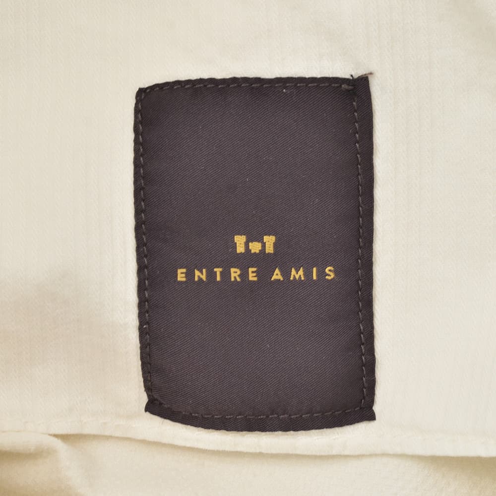 アントレアミENTREAMIS細畝コーデュロイパンツメンズコットンスラックス8188モデルオフホワイト白スリムテーパードガーメントダイアイコンパッチ国内正規品でらでら公式ブランド