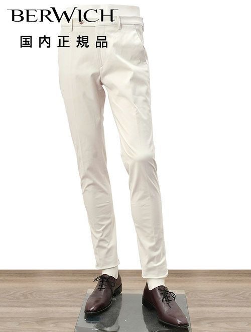ベルウィッチBERWICHチノスラックスメンズコットンパンツMORELLOモレッロ当店別注オフホワイト白ノープリーツ先染めツイル生地スリムテーパード3点留めフロント国内正規品でらでら公式ブランド
