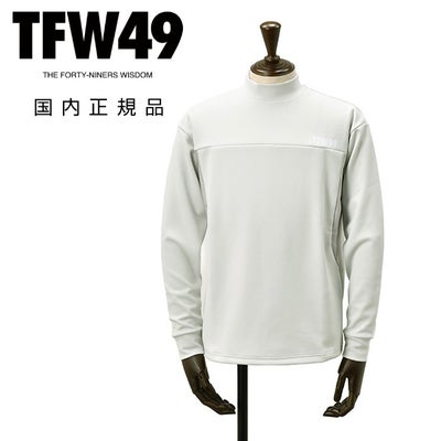 TFW49ティーエフダブリューフォーティーナインモックネックTシャツメンズ長袖カットソーダンボールニット素材ライトグレーワイドシルエットシルキータッチゴルフ国内正規品でらでら公式ブランド