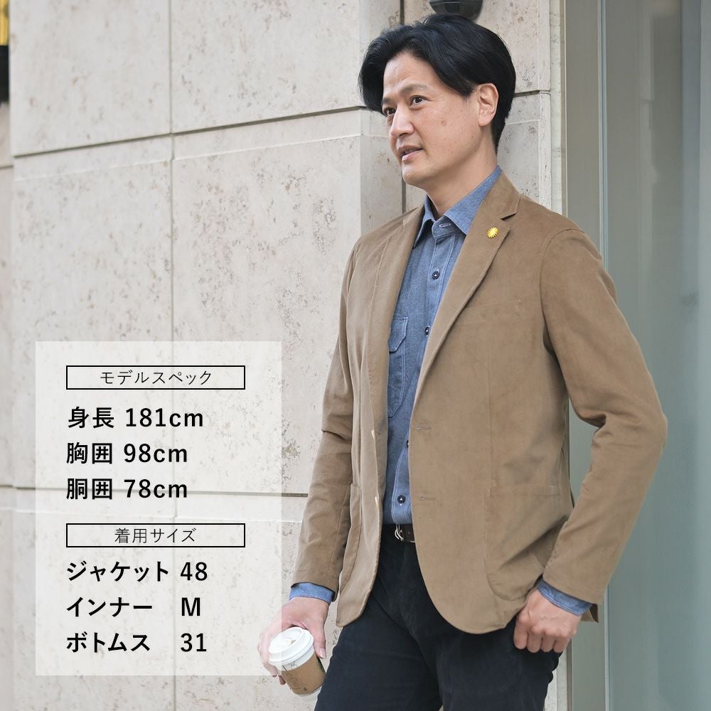 ジャンネットGIANNETTOシャツジャケットメンズCORALLOコラッロシリーズ細畝コーデュロイ生地ブラウン茶シングル2つ釦背抜き仕様イタリア製国内正規品でらでら公式ブランド