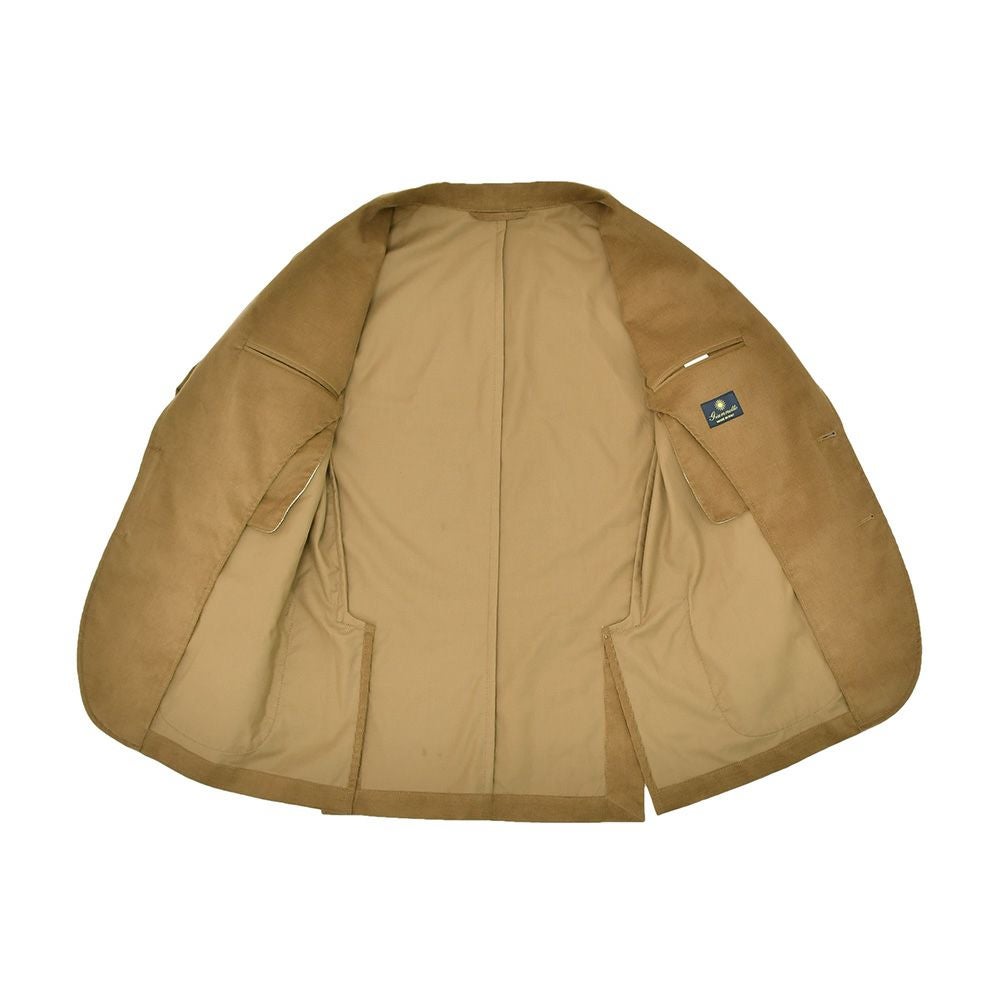 ジャンネットGIANNETTOシャツジャケットメンズCORALLOコラッロシリーズ細畝コーデュロイ生地ブラウン茶シングル2つ釦背抜き仕様イタリア製国内正規品でらでら公式ブランド