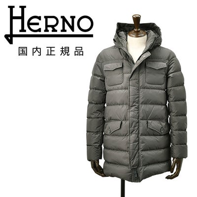 【ファイナルクリアランス20】ヘルノHERNOM-65型ダウンコートメンズダウンジャケットPI0191UPOLAR-TECHポーラテックナイロンシャモニーグレーフーディーアウター撥水国内正規品でらでら公式ブランド
