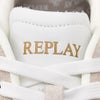 リプレイREPLAYレザースニーカーメンズレースアップシューズPiperDualパイパーデュアルカーフレザーホワイト白ブランドレタリングプリントフラットラバーソールパンチング国内正規品でらでら公式ブランド