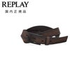 リプレイREPLAYレザーベルトメンズスクエアバックルベルトヌバックレザーダークブラウンロゴデザインプロング3cm幅プレゼントギフト長さ調節不可国内正規品でらでら公式ブランド