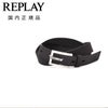 リプレイREPLAYレザーベルトメンズスクエアバックルベルトヌバックレザーブラック黒ロゴデザインプロング3cm幅プレゼントギフト長さ調節不可国内正規品でらでら公式ブランド
