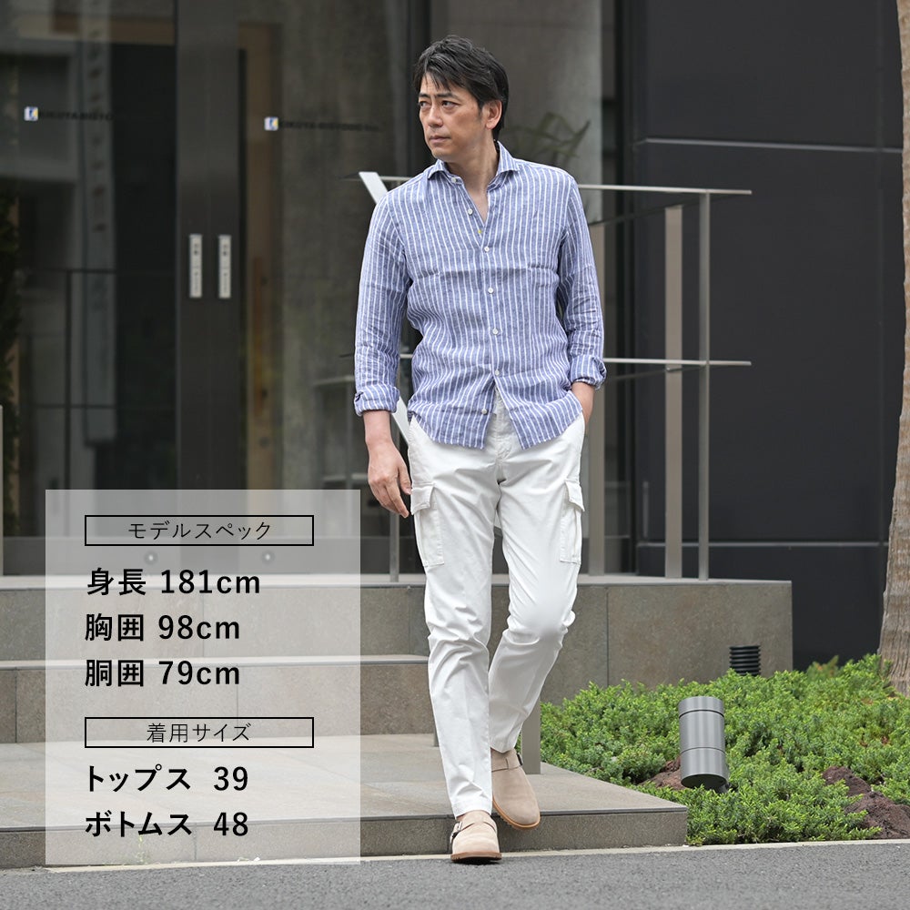 ブリリアBRIGLIA1949カーゴパンツメンズコットンパンツアンナポリスANNAPOLISストレッチコットンホワイト白テーパードシルエットノープリーツ仕様国内正規品でらでら公式ブランド