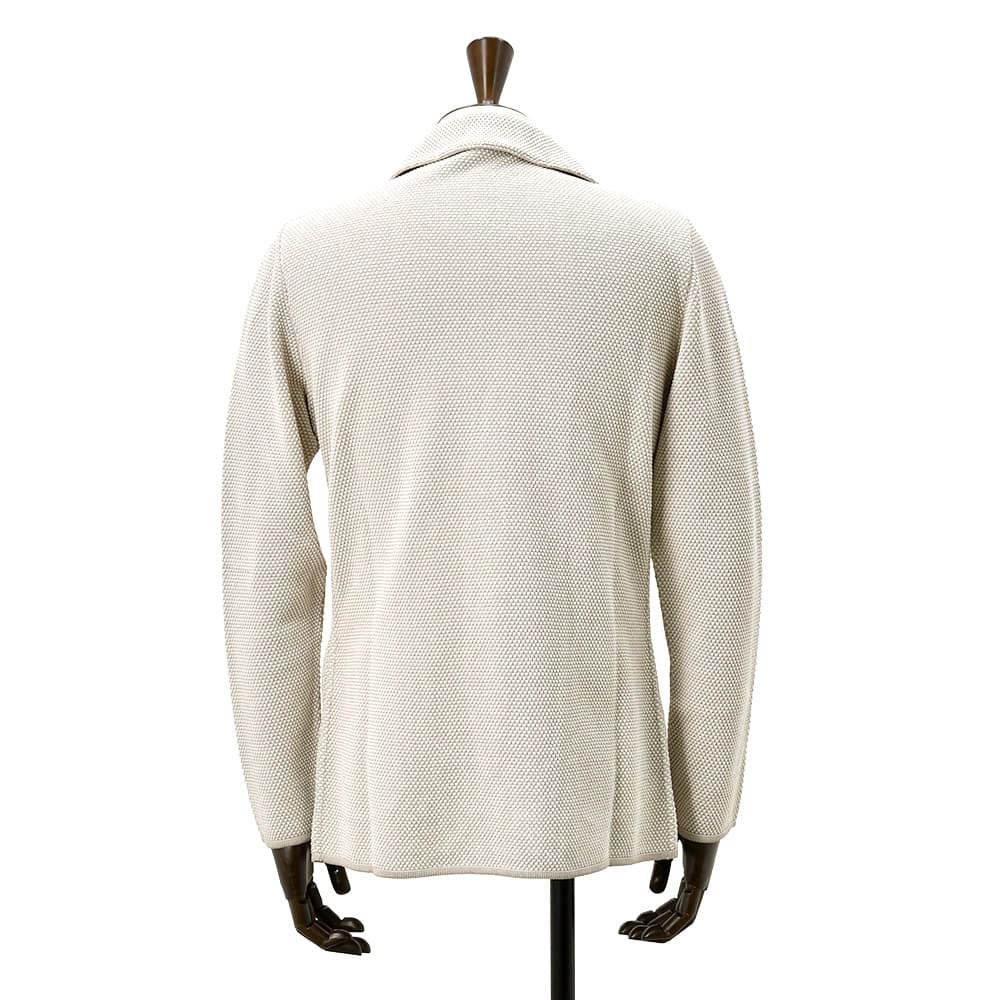 ラルディーニLARDINIニットジャケットメンズ2つ釦シングルフロントCNJLJM70バーズアイ柄コットン100%ライトグレーカーディガンブート二エール付国内正規品でらでら公式ブランド