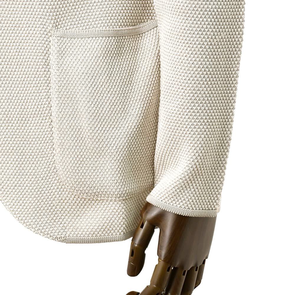 ラルディーニLARDINIニットジャケットメンズ2つ釦シングルフロントCNJLJM70バーズアイ柄コットン100%ライトグレーカーディガンブート二エール付国内正規品でらでら公式ブランド