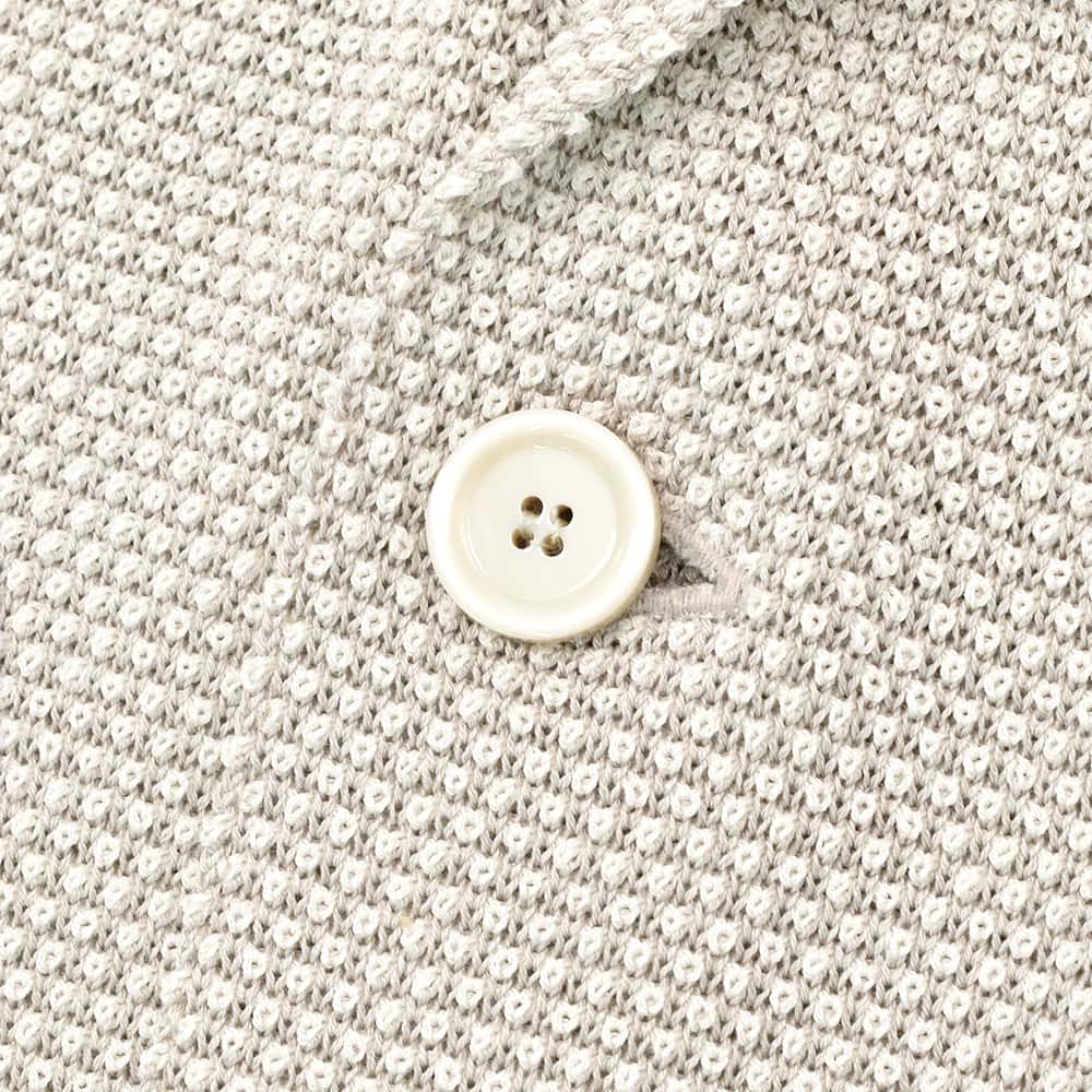 ラルディーニLARDINIニットジャケットメンズ2つ釦シングルフロントCNJLJM70バーズアイ柄コットン100%ライトグレーカーディガンブート二エール付国内正規品でらでら公式ブランド